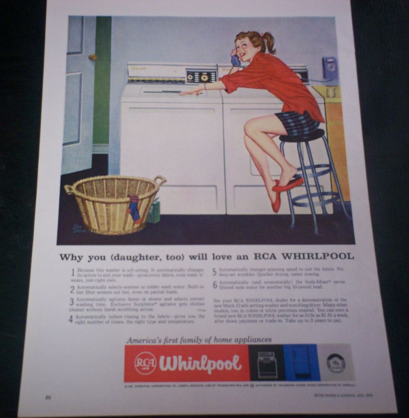 1959 Ad RCA Whirlpool You Daughter Love Washer Dryer  