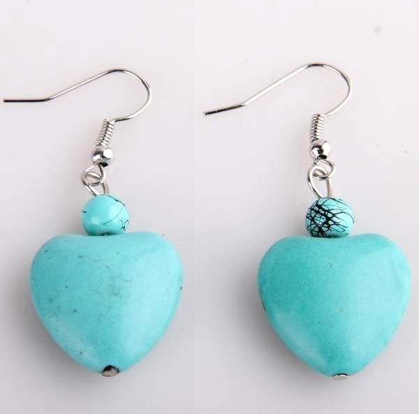 100% New Tibetan silver Blue Turquoise Earrings fashion  