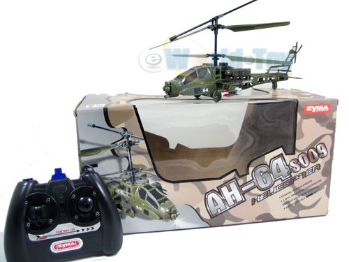 New Syma 3 CH Electric Apache Helicopter w/LED Light RC  