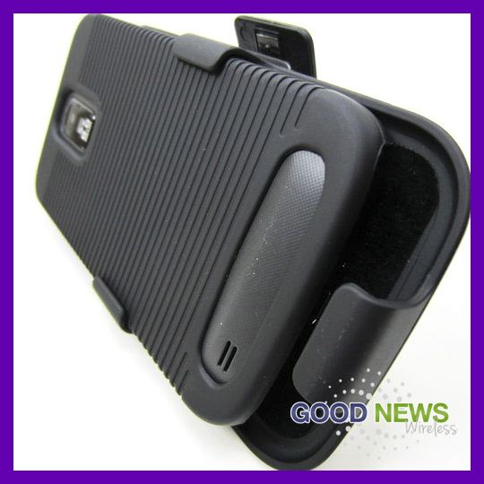   Galaxy S2 Black Rubber Feel Hard Cover Case + Belt Clip Holster  