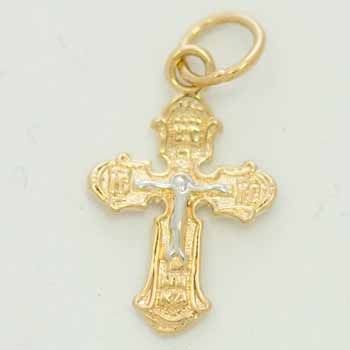 Unique Antique Gold Filled Russian cross 2 ton pendant  