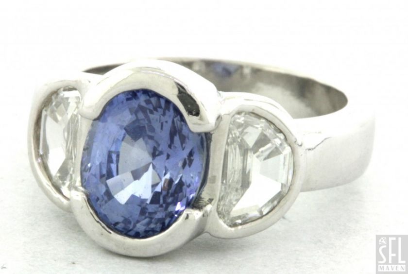 HEAVY PLATINUM 5.45CTW VS2/H DIAMOND/CEYLON SAPPHIRE COCKTAIL RING 