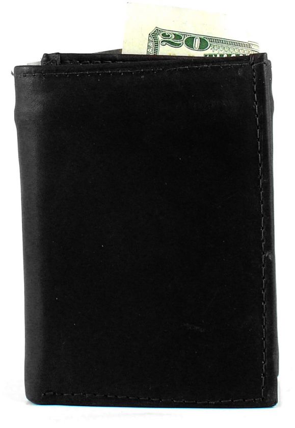 MEN BLACK SOFT LEATHER TRI FOLD TRI FOLD WALLET No64019  