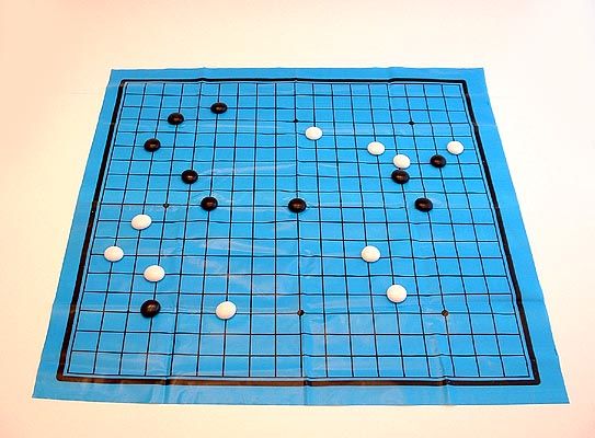 GO GAME, FULL SIZE SET, GLASS GO STONES, WITH RULES  