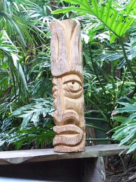 TIKI STATUE #102 Totem Pole Polynesian Wood Carving Art  