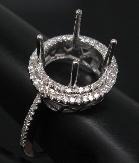 SOLID 18Kt WHITE GOLD DIAMOND SEMI MOUNT SETTING RING  