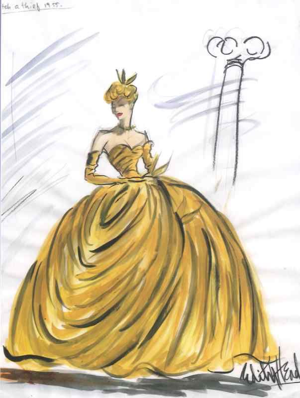 GRACE KELLY COSTUME SKETCH  TO CATCH A THIEF   E. HEAD  