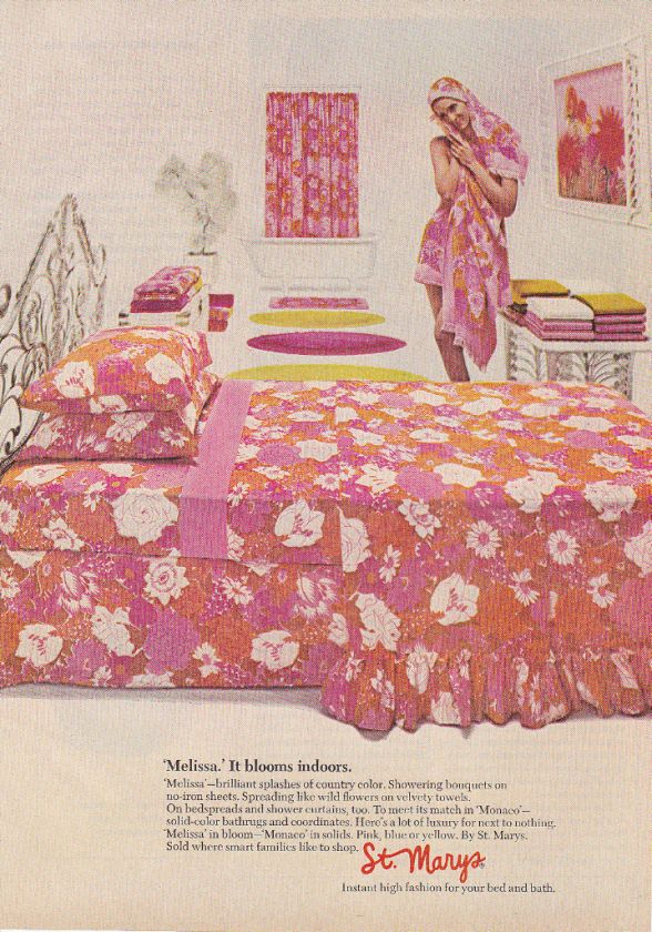 1971 ST. MARYS BED & BATH LINENS Vintage Print Ad PINK  