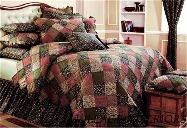 LUXURY BERKSHIRE COTTAGE QUEEN COTTON 4PC QUILT SET ; VICTORIAN HEART 