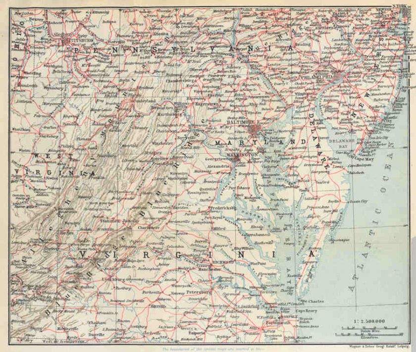 USA East + Central Railroads. Old Vintage Map.1909  