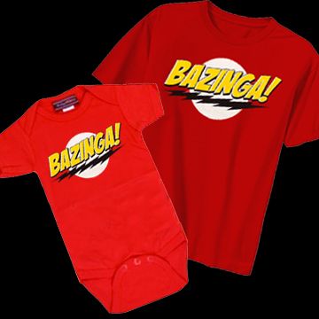 BAZINGA LOGO BABY ONESIE KIDS ADULT T SHIRT ALL SIZES  