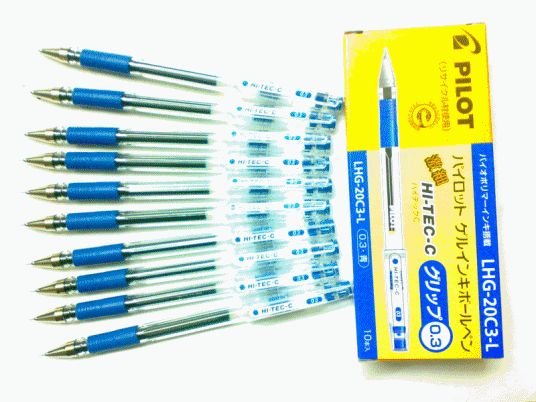 10pcs Pilot Hi Tec C 0.3 roller gel pen blue refill  