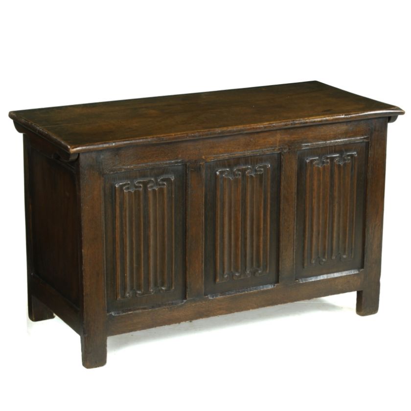   Design Oak Linen Tudor Vintage Fold Blanket Box Chest Coffer  