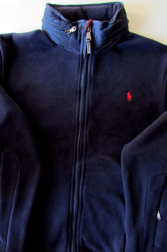 POLO RALPH LAUREN POLARTEC FULL ZIP JACKET WITH HOOD MENS NAVY SIZE 