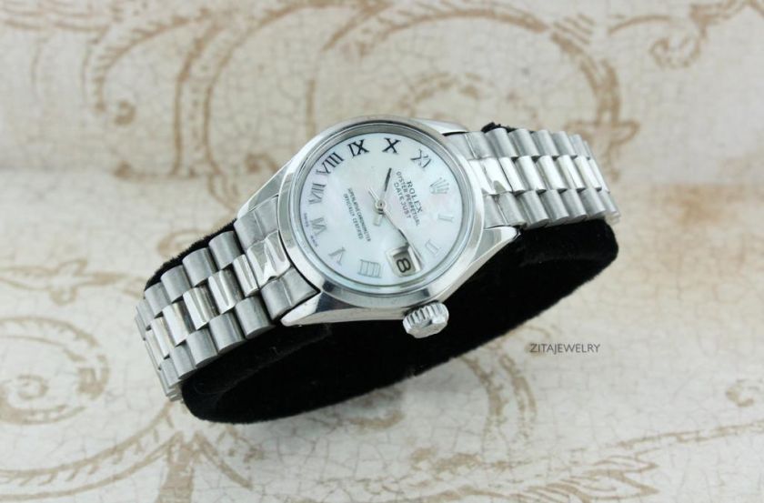   DATEJUST 18K/STAINLESS STEEL WHITE MOP ROMAN NUMERAL DIAL WATCH  