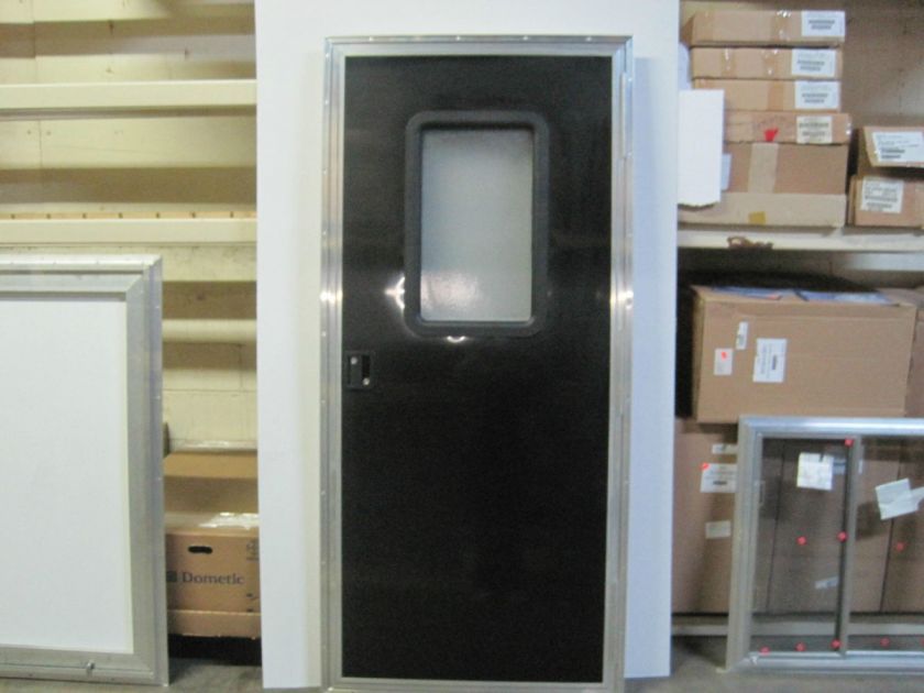 RV Entrance Door with Screen Black Aluminum Right Hinged, RV, Travel 