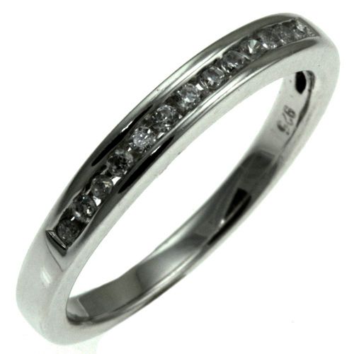 Sterling silver white CZ channel set band style ring  