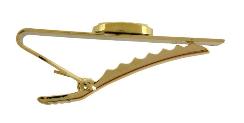 Gold Plated Scrimshaw Bald Eagle Tie Bar Clip  