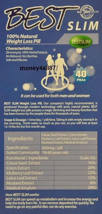 Best Slim 100% Natural Weight Loss  Diet   40 Pills NEW  