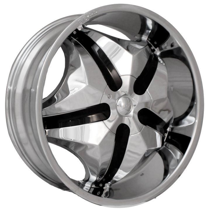 22 Wheels STARR 618 Rims Chrome PKG BLACK 26 Deep Lip  