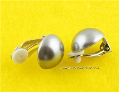 Clip On Faux Pearl Button Stud Earrings 9 Colors,2Szs  