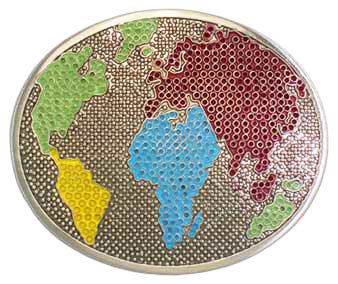 NEW Silver Metal World Globe One Love Peace Belt Buckle  